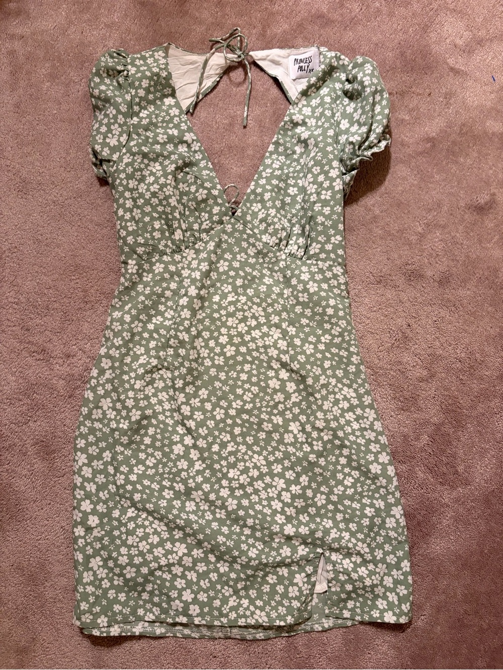 Princess Polly Charlee Sage Green Floral Mini Dress
